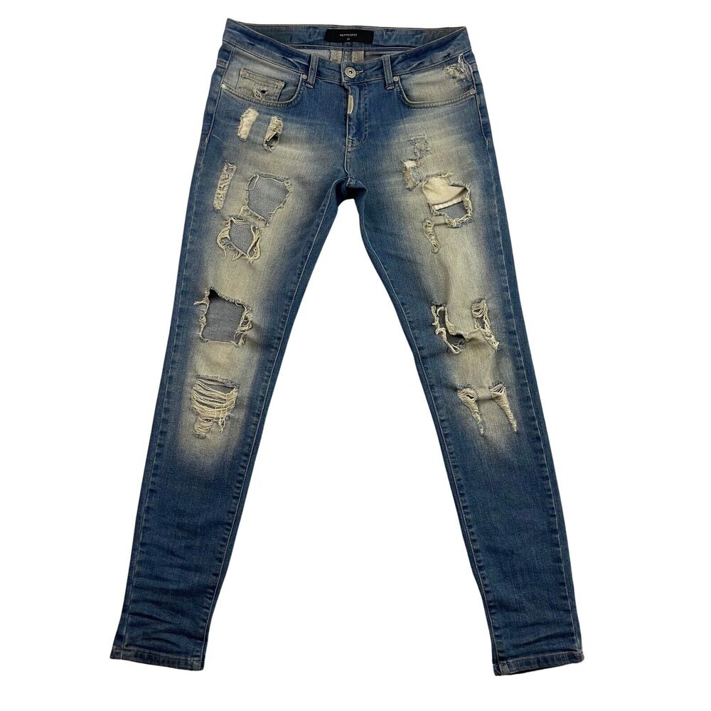 Represent Jeans Womens Size 10 Blue Destroyed Medium Wash Denim 30x32